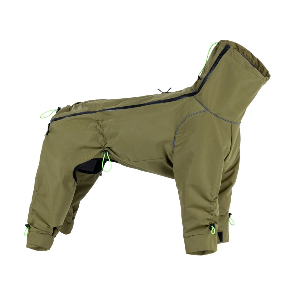 Large dog four-legged jacket Windproof turtleneck sweater Outdoor warm all-inclusive dog clothing Pet clothing